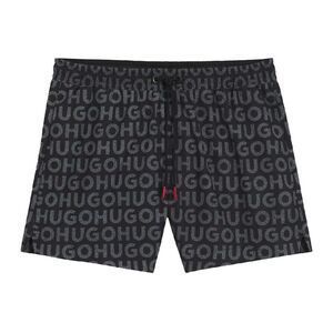 Hugo Mens Tortuga Logo Printed Swim Shorts / Black